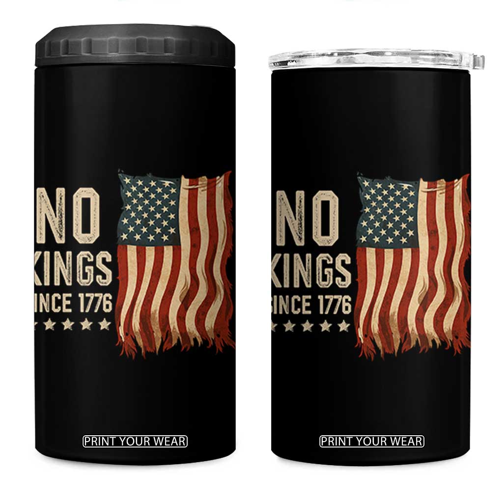 No Kings Since 1776 4 in 1 Can Cooler Tumbler Patriotic 4th Of July Distressed American Flag TS02 One Size: 16 oz Black Print Your Wear