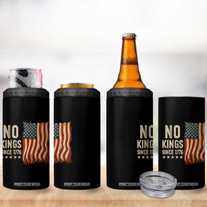 No Kings Since 1776 4 in 1 Can Cooler Tumbler Patriotic 4th Of July Distressed American Flag TS02 Print Your Wear