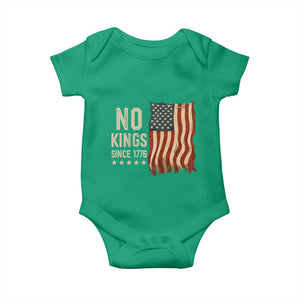 No Kings Since 1776 Baby Onesie Patriotic 4th Of July Distressed American Flag TS02 Irish Green Print Your Wear