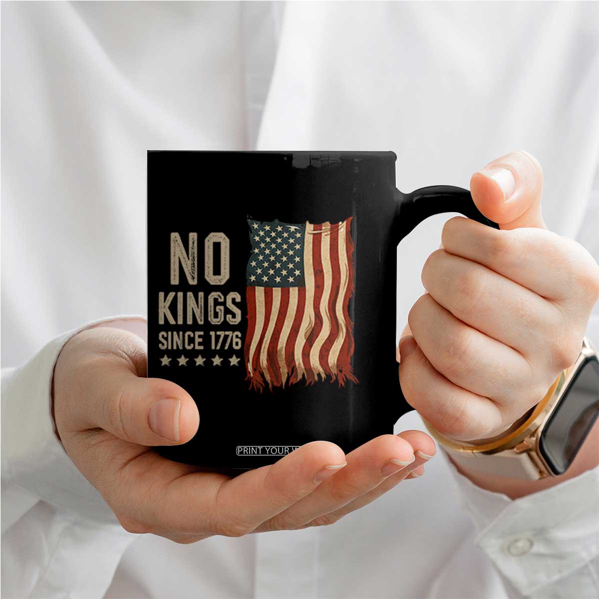 No Kings Since 1776 Coffee Mug Patriotic 4th Of July Distressed American Flag TS02 Print Your Wear