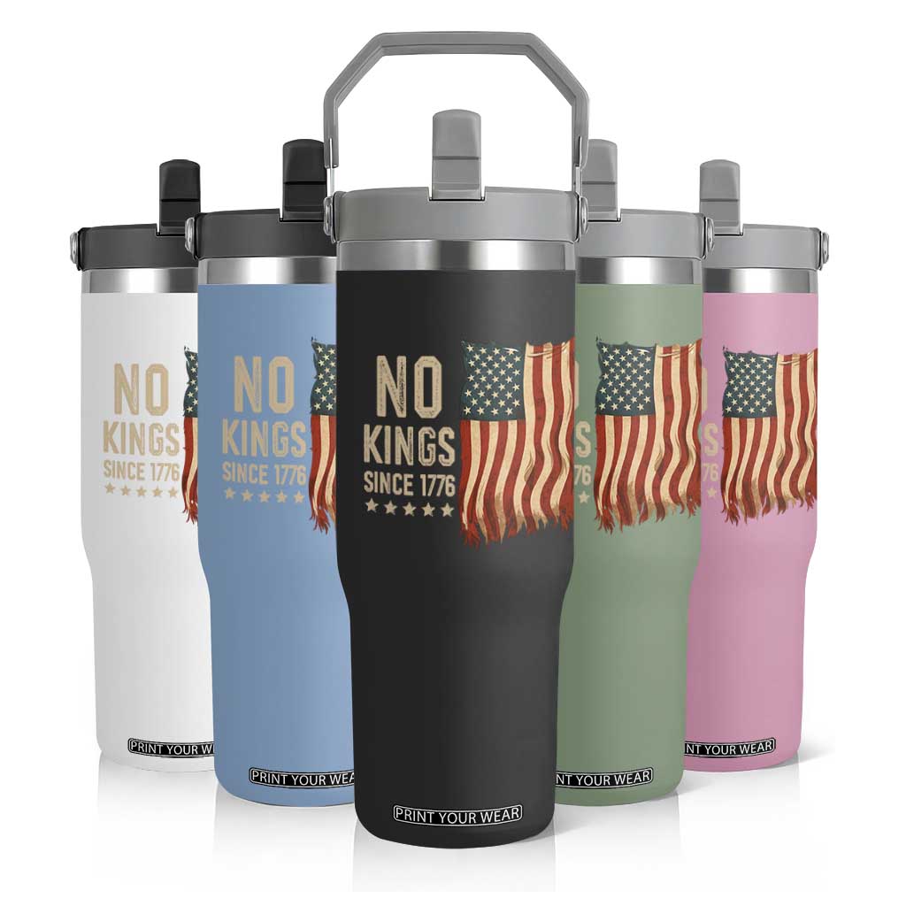 No Kings Since 1776 Flip Straw Tumbler Patriotic 4th Of July Distressed American Flag TS02 Print Your Wear
