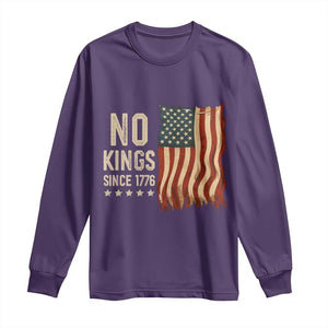 No Kings Since 1776 Long Sleeve Shirt Patriotic 4th Of July Distressed American Flag TS02 Purple Print Your Wear