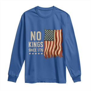 No Kings Since 1776 Long Sleeve Shirt Patriotic 4th Of July Distressed American Flag TS02 Royal Blue Print Your Wear