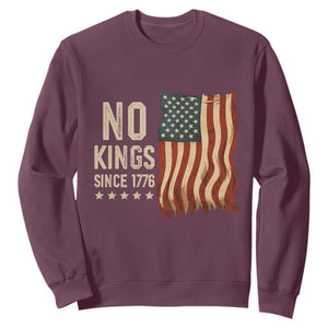No Kings Since 1776 Sweatshirt Patriotic 4th Of July Distressed American Flag TS02 Maroon Print Your Wear