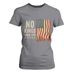 No Kings Since 1776 T Shirt For Women Patriotic 4th Of July Distressed American Flag TS02 Charcoal Print Your Wear