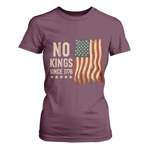 No Kings Since 1776 T Shirt For Women Patriotic 4th Of July Distressed American Flag TS02 Maroon Print Your Wear