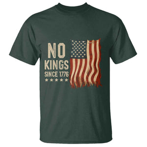 No Kings Since 1776 T Shirt Patriotic 4th Of July Distressed American Flag TS02 Dark Forest Green Print Your Wear