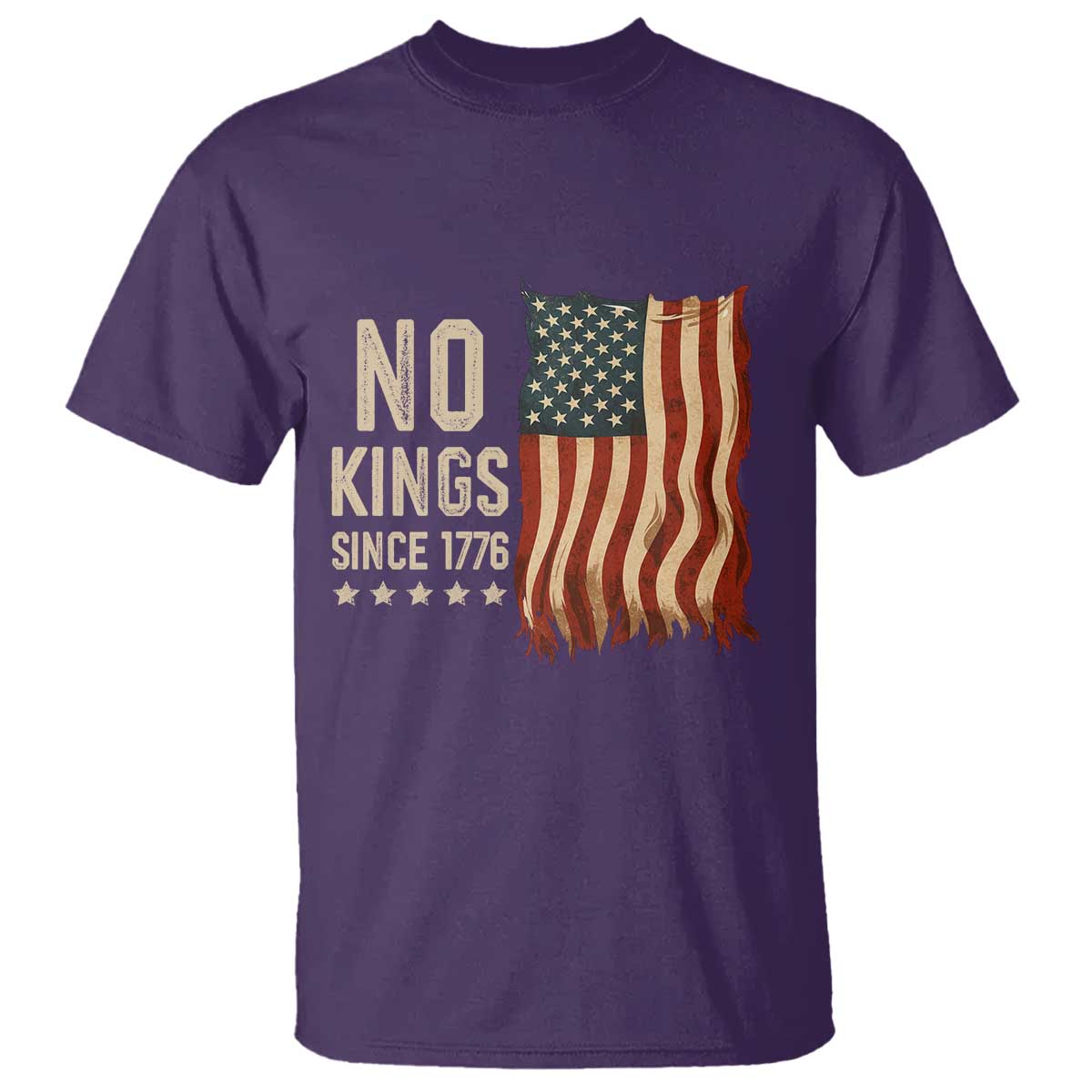 No Kings Since 1776 T Shirt Patriotic 4th Of July Distressed American Flag TS02 Purple Print Your Wear