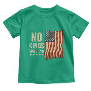 No Kings Since 1776 Toddler T Shirt Patriotic 4th Of July Distressed American Flag TS02 Irish Green Print Your Wear