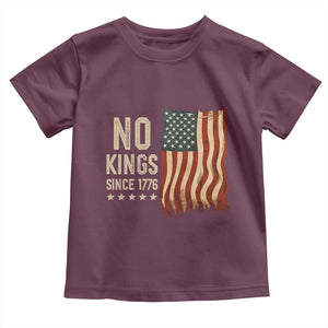 No Kings Since 1776 Toddler T Shirt Patriotic 4th Of July Distressed American Flag TS02 Maroon Print Your Wear
