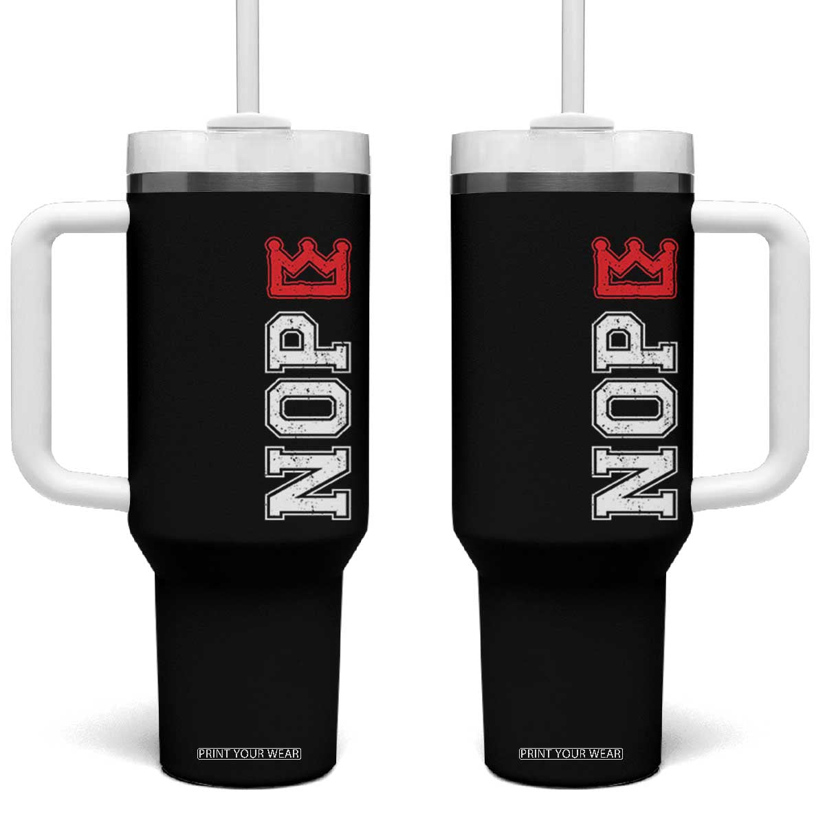 No Kings Tumbler With Handle In America Protest TS10 One Size: 40 oz Black Print Your Wear