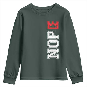 No Kings Youth Sweatshirt In America Protest TS10 Dark Forest Green Print Your Wear