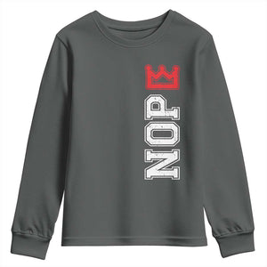 No Kings Youth Sweatshirt In America Protest TS10 Dark Heather Print Your Wear