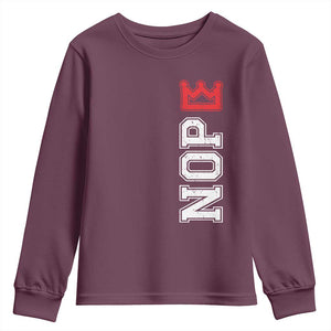 No Kings Youth Sweatshirt In America Protest TS10 Maroon Print Your Wear