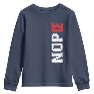 No Kings Youth Sweatshirt In America Protest TS10 Navy Print Your Wear