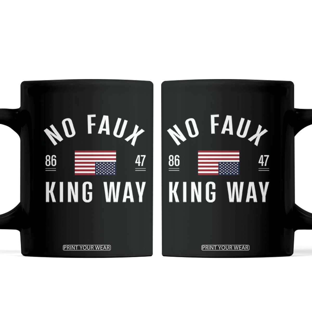 No Kings in America Coffee Mug US Flag Upside Down TS10 Black Print Your Wear