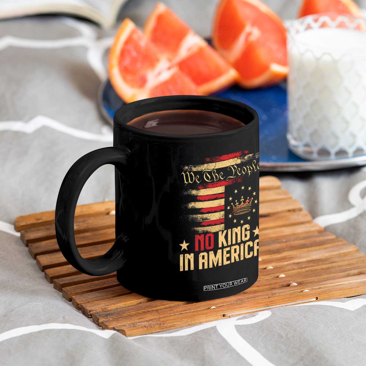 No Kings in America Coffee Mug Vintage Old American Flag Patriotic 1776 We The People TS10 Print Your Wear