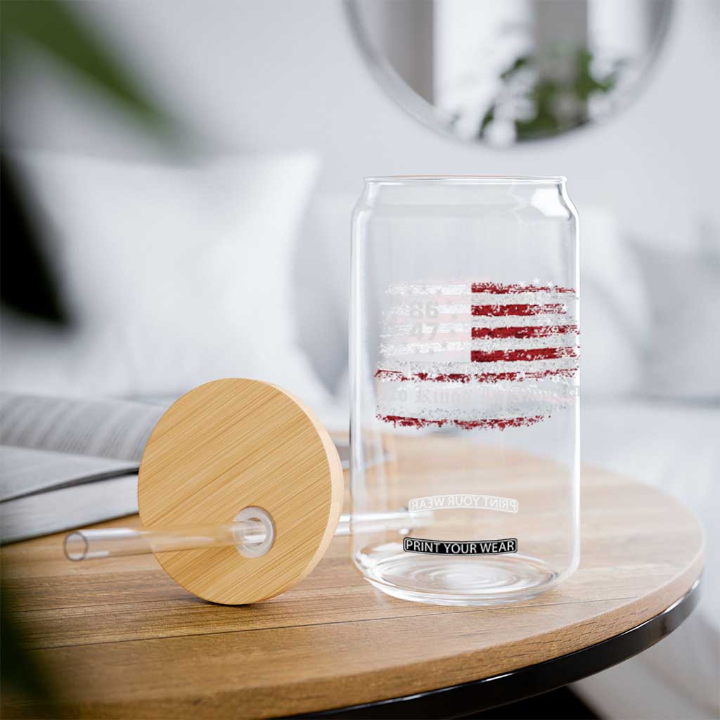 No Kings in America Glass Can 86 47 US Flag Impeach 47 TS10 Print Your Wear