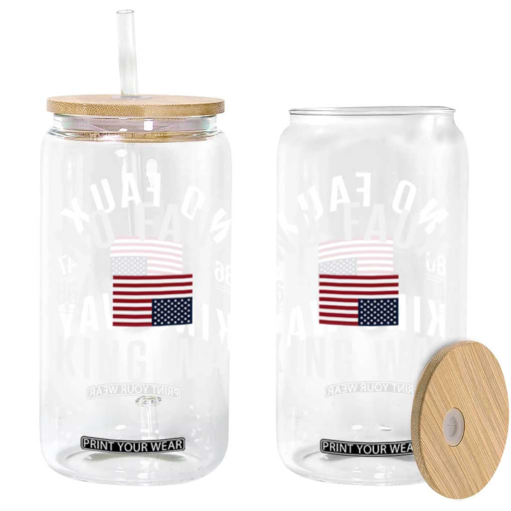 No Kings in America Glass Can US Flag Upside Down TS10 Black Print Your Wear