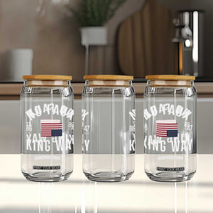 No Kings in America Glass Can US Flag Upside Down TS10 Print Your Wear