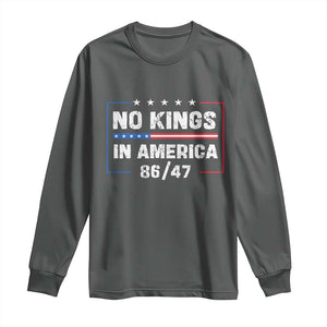No Kings in America Long Sleeve Shirt 86 47 Impeach 47 TS10 Dark Heather Print Your Wear