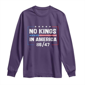 No Kings in America Long Sleeve Shirt 86 47 Impeach 47 TS10 Purple Print Your Wear