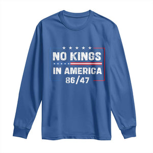 No Kings in America Long Sleeve Shirt 86 47 Impeach 47 TS10 Royal Blue Print Your Wear