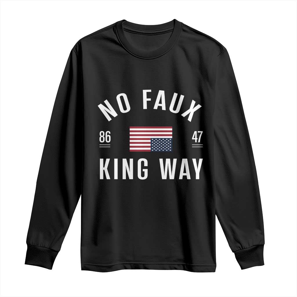 No Kings in America Long Sleeve Shirt US Flag Upside Down TS10 Black Print Your Wear