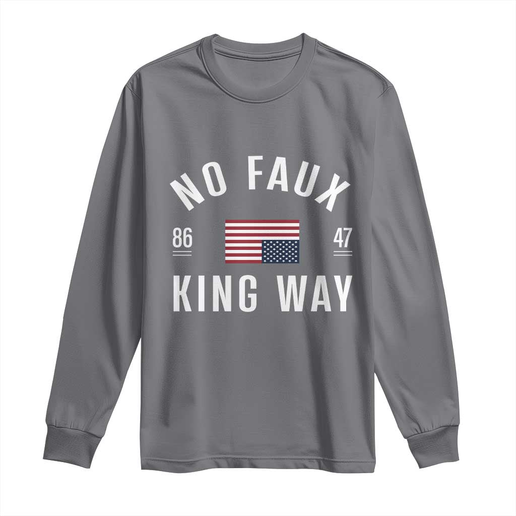 No Kings in America Long Sleeve Shirt US Flag Upside Down TS10 Charcoal Print Your Wear