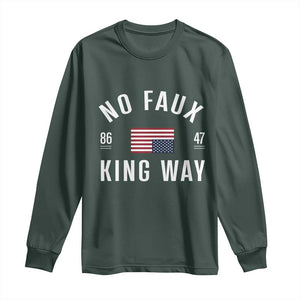 No Kings in America Long Sleeve Shirt US Flag Upside Down TS10 Dark Forest Green Print Your Wear