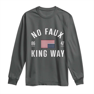 No Kings in America Long Sleeve Shirt US Flag Upside Down TS10 Dark Heather Print Your Wear