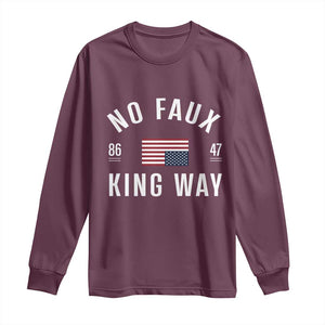 No Kings in America Long Sleeve Shirt US Flag Upside Down TS10 Maroon Print Your Wear