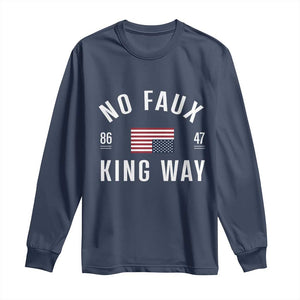 No Kings in America Long Sleeve Shirt US Flag Upside Down TS10 Navy Print Your Wear