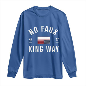 No Kings in America Long Sleeve Shirt US Flag Upside Down TS10 Royal Blue Print Your Wear