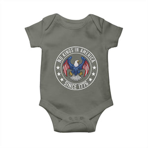 No Kings in America Patriotic Eagle Baby Onesie Since 1776 4th of July USA Independence Day TS02 Military Green Print Your Wear