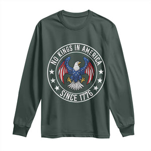 No Kings in America Patriotic Eagle Long Sleeve Shirt Since 1776 4th of July USA Independence Day TS02 Dark Forest Green Print Your Wear