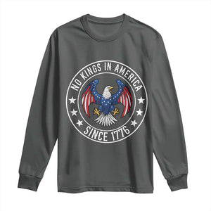 No Kings in America Patriotic Eagle Long Sleeve Shirt Since 1776 4th of July USA Independence Day TS02 Dark Heather Print Your Wear