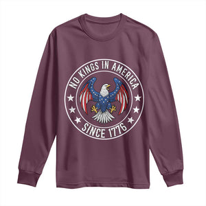 No Kings in America Patriotic Eagle Long Sleeve Shirt Since 1776 4th of July USA Independence Day TS02 Maroon Print Your Wear