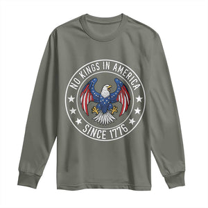 No Kings in America Patriotic Eagle Long Sleeve Shirt Since 1776 4th of July USA Independence Day TS02 Military Green Print Your Wear