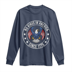 No Kings in America Patriotic Eagle Long Sleeve Shirt Since 1776 4th of July USA Independence Day TS02 Navy Print Your Wear