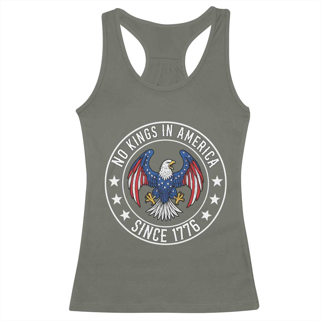 No Kings in America Patriotic Eagle Racerback Tank Top Since 1776 4th of July USA Independence Day TS02 Military Green Print Your Wear