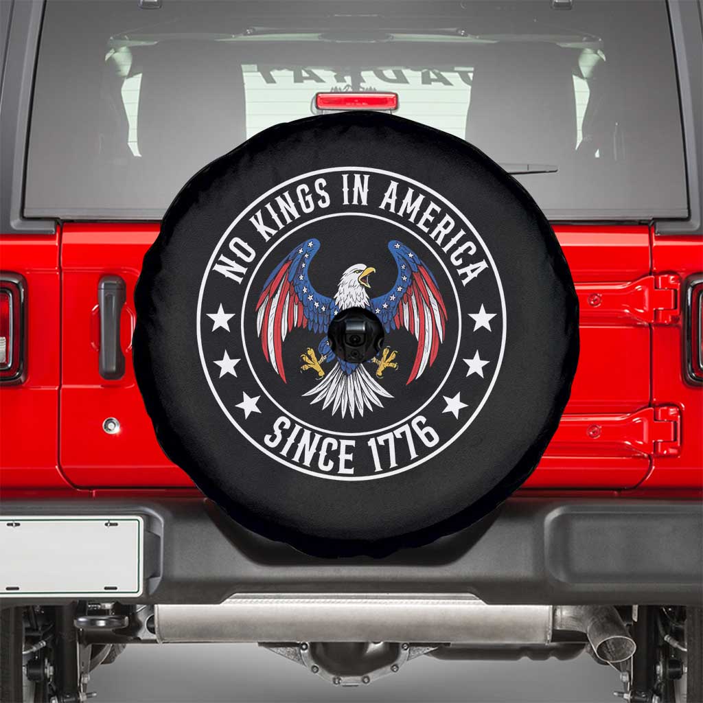No Kings in America Patriotic Eagle Spare Tire Cover Since 1776 4th of July USA Independence Day TS02 Black Print Your Wear