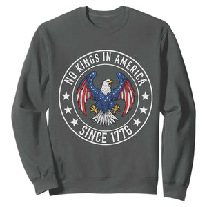 No Kings in America Patriotic Eagle Sweatshirt Since 1776 4th of July USA Independence Day TS02 Dark Heather Print Your Wear