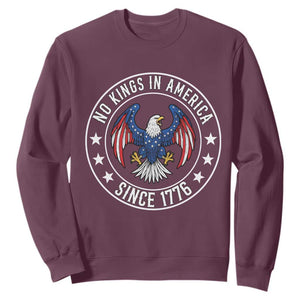 No Kings in America Patriotic Eagle Sweatshirt Since 1776 4th of July USA Independence Day TS02 Maroon Print Your Wear