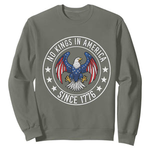 No Kings in America Patriotic Eagle Sweatshirt Since 1776 4th of July USA Independence Day TS02 Military Green Print Your Wear