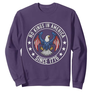 No Kings in America Patriotic Eagle Sweatshirt Since 1776 4th of July USA Independence Day TS02 Purple Print Your Wear