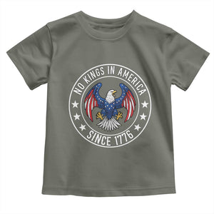 No Kings in America Patriotic Eagle Toddler T Shirt Since 1776 4th of July USA Independence Day TS02 Military Green Print Your Wear