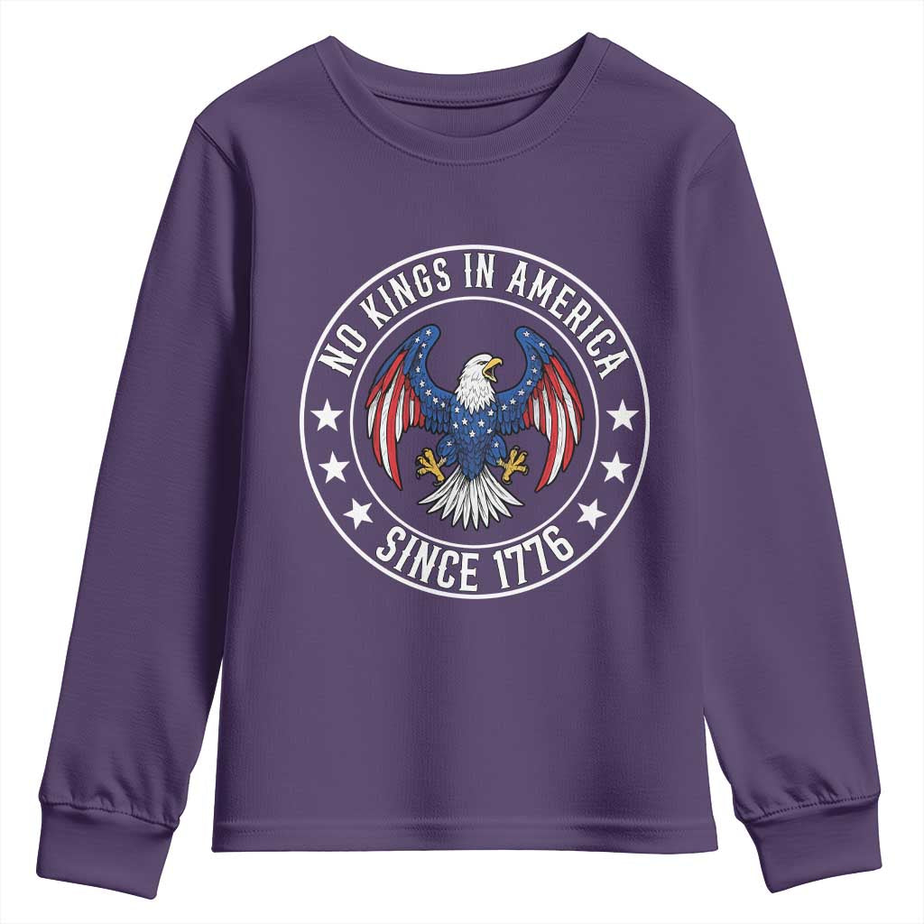 No Kings in America Patriotic Eagle Youth Sweatshirt Since 1776 4th of July USA Independence Day TS02 Purple Print Your Wear
