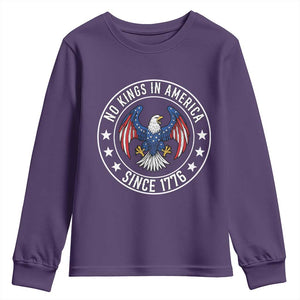 No Kings in America Patriotic Eagle Youth Sweatshirt Since 1776 4th of July USA Independence Day TS02 Purple Print Your Wear