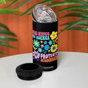 No Kings in America Protect Democracy 4 in 1 Can Cooler Tumbler Colorful Flowers Patriotic Feminists TS02 Print Your Wear
